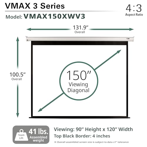 Image of Elite Screens VMAX 3 150 inch 4:3 Motorized Projector Screen VMAX150XWV3