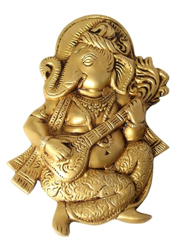 Statue musicale de Ganesh en laiton de 17,8 cm ciselée main - 2