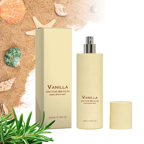 VOKETE Vanilla On The Beach Hair And Body Mist Vanilla On The Beach Perfume Natural Scent Long-Lasting Fresh Fragrance Lightweight Non-Sticky Portable Spray For Body And Room (1pcs)