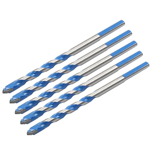Piutouyar 5 Pcs 6mm Masonry Drill Bits, 0.24" Carbide Drill Bits Set for Concrete, Tile, Glass, Ceramic, Brick, Wood