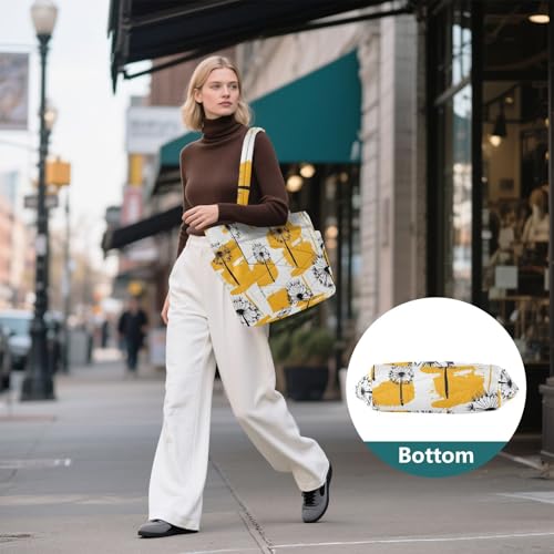 Bolso tote para mujer, amarillo, acolchado, con cremallera, tipo bandolera pequeña, ideal para trabajo, viaje y universidad miniatura 5