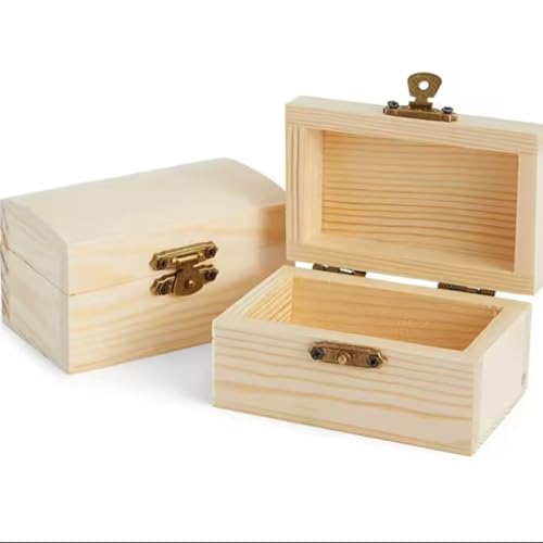 Miniatura 3 de Stoucla Cofre Del Tesoro De Madera, Caja Pequeña De Madera, 10 Piezas, Kit De Manualidades, Ideal Para Guardar Y Decorar