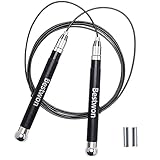 Springseil, Schraubenfreies Seilspringen mit Gewichtsstangen & 360° Kugellager, Springseil Erwachsenen Fitness für Männer und Frauen (Schwarz) (Schwarz)