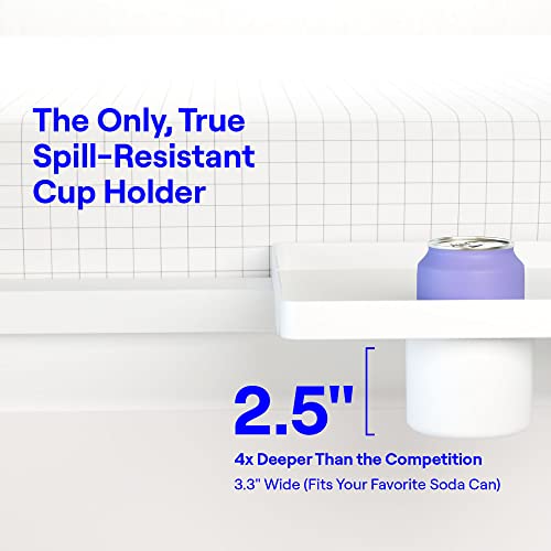 Bedshelfie Bedside Shelf For Bed & Top Bunk, College Dorm Room Essentials, Loft Bed Accessories, Clip On Nightstand Snack Organizer, Floating Bed Side Table Tray Shelfie Caddy - 2.5" Cup Holder, White #TOP3