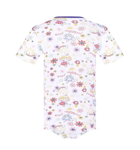 Mens Print Onesie Short Sleeve Bodysuit One Piece Pajama Tops Cotton Romper for Men - Doodling Flower2