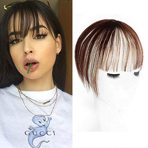 Gemily Clip in Bangs Hair Front 1PC Synthetic Fringe Hairpieces Air Bangs Hair Extensions for Women and Girls (Light brown)