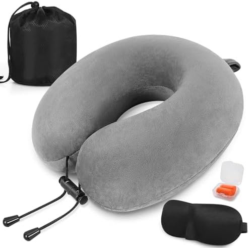 Travel Neck Pillow, Memory Foam Travel Pillow, Neck Pillow for Of...