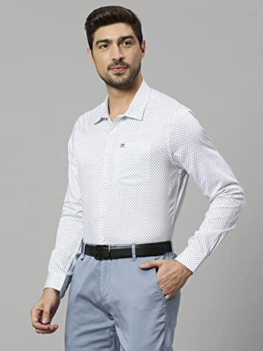 Image of HammerSmith Men's Printed Slim Fit Cotton Formal Shirt with Spread Collar and Long Sleeves