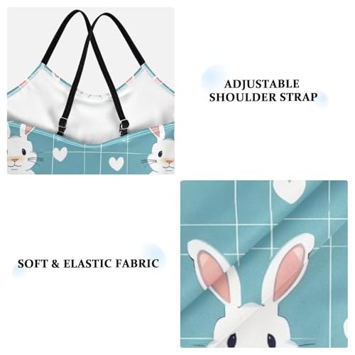 Bolaz Girls Swimsuits One-Piece Bathing Suits Multicolor Kids Sport Summer Beach Swimwear for 3-10 Years Old-Cartoon Rabbit on Blue Background3