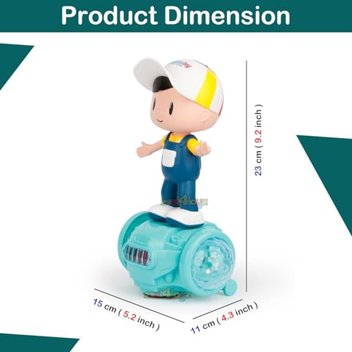 Image of Zest 4 Toyz Musical Toy Battery Operated 360 Degree Rotating Musical Dancing Boy 5D Light & Sound Toy with Bump & Go Action for Kids, Blue