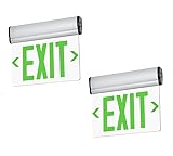 TANLUX Green Exit Signs for Business, LED Edge Lit Exit Sign, UL 924, Hardwired Emergency Exit Lights with Battery Backup, Aluminum Housing with Rotating Acrylic Clear Panel, AC 120/277V, 2 Pack