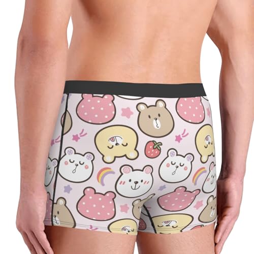 Cute Cartoon Bear Face Men's Boxer Briefs Lightweight Soft Comfort Breathable Stretch Underwear3
