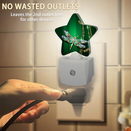 Image of Mystical Dragonfly Night Light,Dusk to Dawn Smart Sensor NightLight for Bedroom Bathroom Kitchen Hallway Stairs Hallway,Plug-in, Energy Efficient Decor Desk Lamp Gifts