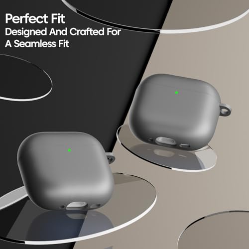 Image of Sounce Airpods 4th Generation Case Cover 2024, Soft Silicone Skin Cover Shock-Absorbing Full Protective Case with Keychain for New Apple Airpods 4 Case [Front LED Visible] (Grey)