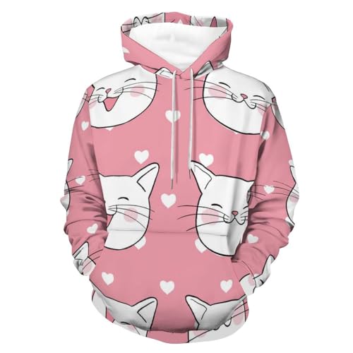 Pull pour homme femme chat rose finis les sweats ternes avec la taille S