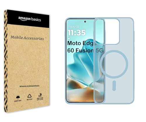 Image of amazon basics Luxury Paper Thin Case Cover for Moto Edge 60 Fusion 5G | Matte Finish | Compatible with magsafe | (Blue, Moto Edge 60 Fusion 5G)