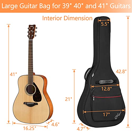 40 41 Inch Guitar Case For Acoustic Guitars Soft With 10Mm Padding Foam, 5-Pocket Acoustic Guitar Case Soft With Music Books, Picks Storage, Soft Guitar Case Gig Bag With Shoulder Straps And Handle #TOP1