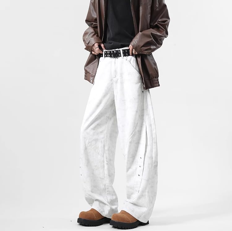 Men's Jeans Spring American Color Block Wide Leg Denim Long Pants for Men3