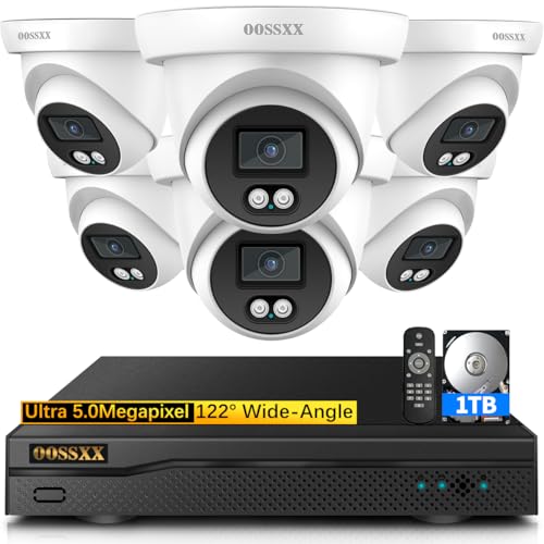 Image of (2026 New) 5MP Wired Security Camera System, 8CH DVR with 1TB Hard Drive, 6 CCTV Cameras, AI Human Detection, 122 Wide Angle, 65ft Night Vision, IP67 Waterproof, Free App, No Monthly Fee