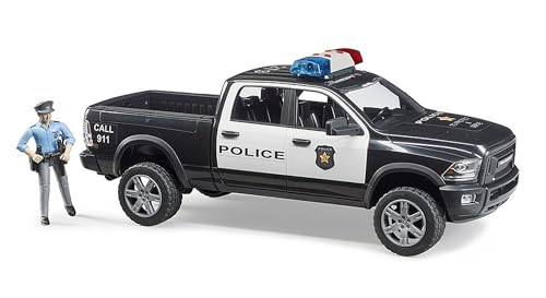 Bruder 02505 - RAM 2500 Polizei Pickup mit Polizist und Light and Sound Modul - 1:16 Fahrzeug, Einsatzwagen, Spielzeug
