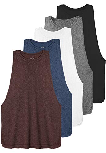 Ullnoy Workout Tank Tops for Women Running Muscle Tanks Sleeveless Loose Fit Gym Yoga Sport Shirts 3-5 Pack