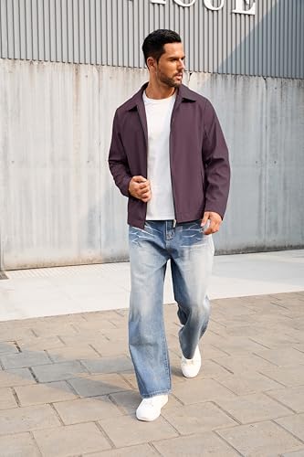 Image of QTE Lightweight Jackets for Men Casual Windbreaker Stylish Light Fall Spring Golf Work Dress Business Coat