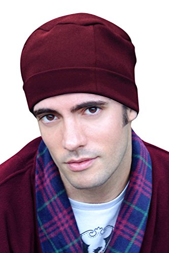 Mens Cotton Sleep Cap Burgundy Wine