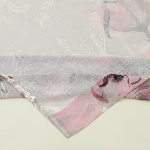 Image of Story@Home Window Curtains 5 Feet Long Set of 2 | Floral Printed | Semi Transparent Curtain | Net Curtains | Sheer Curtain for Living Room | (118 X 152 Cm, Grey & Pink) | Perfect for Home Decor