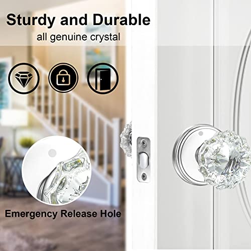 Shiny Handles Crystal Glass Door Knobs Interior With Lock,Privacy Vintage Clear Crystal Door Knobs For Bedroom And Bathroom (Polished Chrome,1Pack) #TOP3