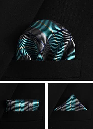 Image of Striped Plaid Polka Dot Mens Tie Formal Necktie Pocket Squares Ties Clips Cufflinks Classic for Men Set