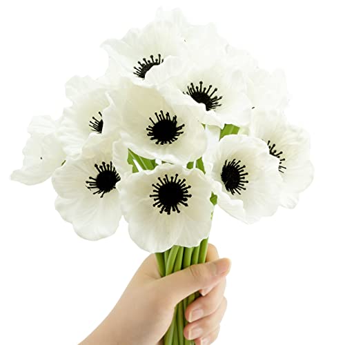 Artificial White Flower, 24 PCS Black and White Flowers, 11