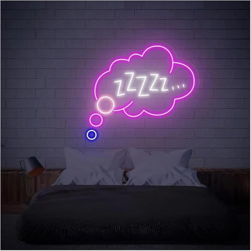 luoliang Iluminación de neón Lámpara de ambiente relajante Buenas noches, duerme bien, letreros neón con luces brillo ajustable(E,45cm)