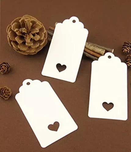 Gift Tags with String Kraft Paper Card 100pcs 9x4cm Luggage tag (White - Heart), 9 x 4 cm - Image 3