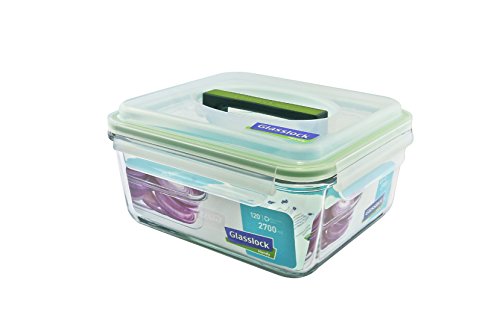 Rectangular Handy Tempered Glass Food Container 2700Ml - Glasslock Airtight Anti Spill Rp603 #TOP1