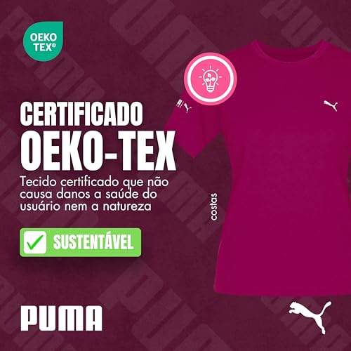 PUMA Camiseta Dry Fit UV50 Academia Blusa Curta Feminina, Magenta, M
