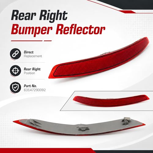 Image of XQSMWF Rear Bumper Reflector Right Passenger Side Compatible with BMW X5 F15 2014-2018, Red Rear Bumper Marker Light Lens Trim, Replace 63147290092