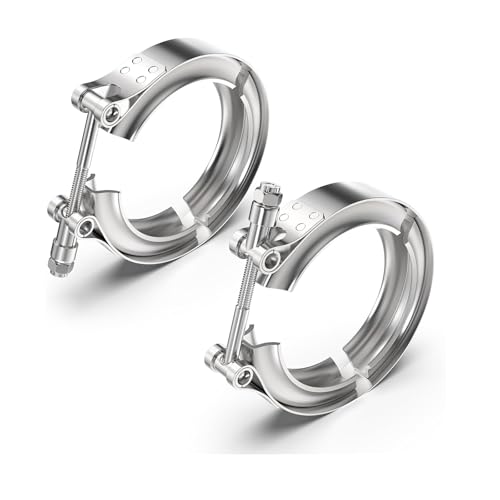 Krtopo 63MM V Collier De Serrage, Collier De Serrage En V En Acier Inoxydable Avec Bride Plate Pour Tuyaux D'éChappement, ExtréMitéS De Silencieux,...