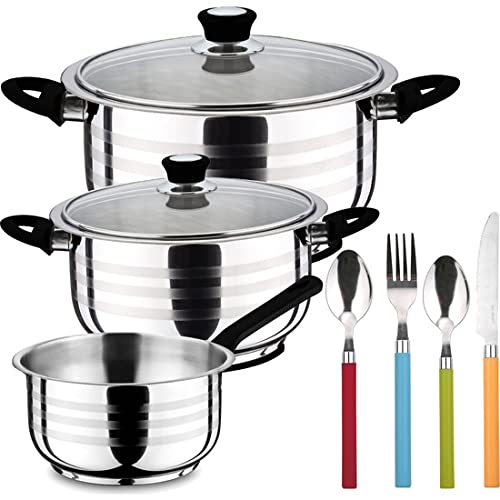 Bergner Bateria De Cocina De 5 Color Plateado Con Cuberteria De 24 Piezas Colección Zürich, Acero Inoxidable