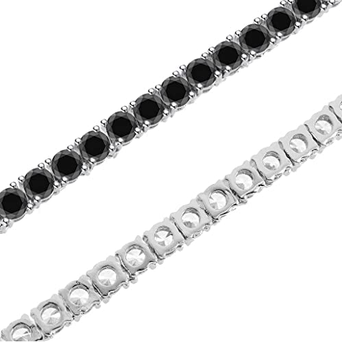 Ultimate Design 10.00 Ct Round Cut Black Diamond Tennis Link Chain 4Mm Necklace One Row 16"-24" Hip Hop Chain14K White Gold Finish #TOP1