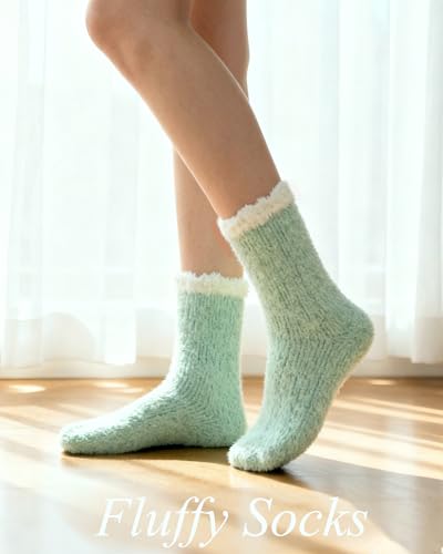 Image of Loritta 6 Pairs Womens Fuzzy Socks, Winter Warm Fluffy Slipper Socks