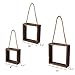 Mkono Hanging Square Floating Shelves Wall Mounted Set of 3 Boho Decor Rustic Wood Cube Shadow Boxes Decorative Shelf for Office Living Room Bedroom Apartment