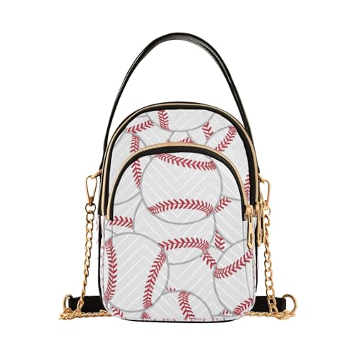 SUABO Crossbody Bag for Women, Baseball Seamless Pattern Phone Purse Detachable Chain Bag Shoulder Handbag Wallet2
