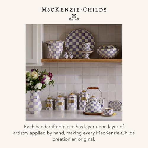 Image of MACKENZIE-CHILDS Enamel Tall Vase, Purple-and-White Violet Check