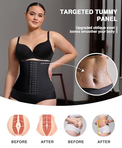 Image of Waist Trainer for Women Latex Underbust Waist Cincher Corset, Tummy Control Corset Sport Girder Hourglass Body Shaper