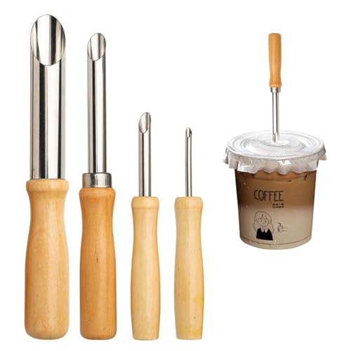 4Pcs Straw Hole Punch - Single Hole Puncher for Plastic Lids, Punch for Beverage Cups, Lemonade Stand Supplies, and Deli Containers