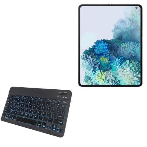 BoxWave Keyboard Compatible with Samsung Galaxy Z Fold 2 - SlimKeys Bluetooth Keyboard - with Backlight, Portable Slim LED 7 Colors - Jet Black