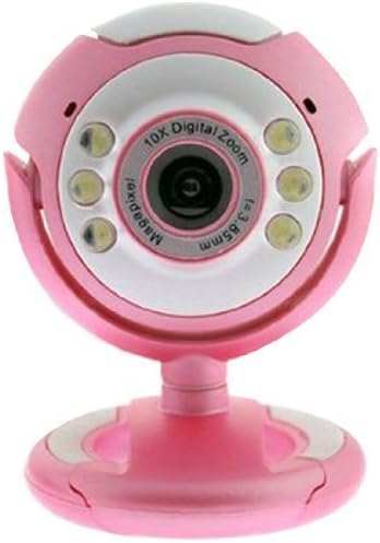 Techno Pink USB Webcam Camera, Resolution, 5G Lens, Built in Microphone & 6 LED, for PC/Laptop Skype/MSN/Yahoo.Plug&Play-(Works With Windows System Only)- Un-boxed