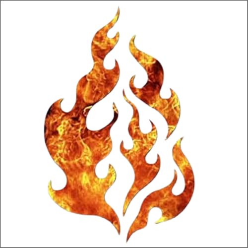 DF Fire Flames Art Vinyl Decal Sticker - 6X3.75Inches, Orange Flames Car Bumper Sticker, Vehicle Window Decal, Custom Flame Graphics