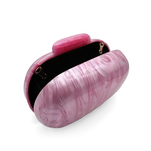 Image of Acrylic Evening Clutch Bag for Women Shell Shape Shoulder Crossbody Bag Glitter Marble Purse Handbag
