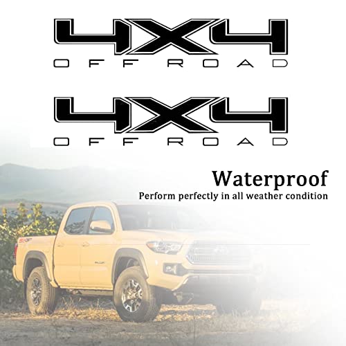 Image of 4X4 Off Road Decal Stickers 2Pcs, Auto Decoration Accessories Fit for Tacoma Tundra Ram Silverado Wrangler Truck Pickup SUV Sedan, with Squeegee 1Pcs, Black